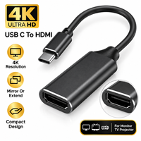 Typ-C-zu-Adapter 4K-Videokonverter mit Aluminiumgehäuse und kurzem Kabel für den Einsatz mit externen Monitoren am Laptop