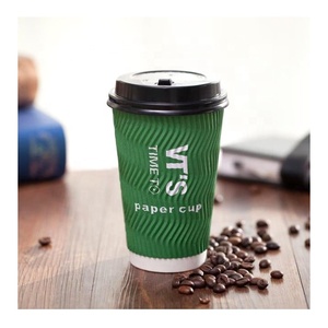 Gobelet en papier ondulé 3 plis jetable avec couvercle, impression <span class=keywords><strong>de</strong></span> logo personnalisée, 8oz, 12oz, 16oz, pour boissons chaudes à base d'eau, café, thé - Product Image 2