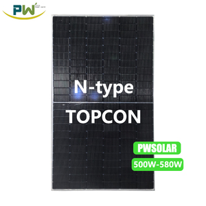 โมดูลแผงโซลาร์เซลล์ OEM Poly HJT BIPV 580W 24V 48V 144 เซลล์แบบฮาล์ฟเซลล์ ประสิทธิภาพ 22.44% รุ่น PW580Wp-144M - Product Image 1