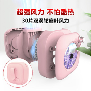Portable Neck Fan Dual Turbine Bladeless Brushless Motor Type C Rechargeable Pink Wearable Cooler For Outdoor Use - Product Image 2
