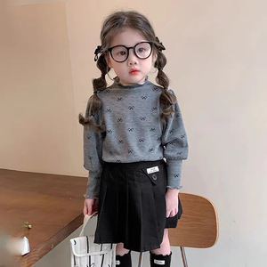 Girls' Base Layer Shirt Thick Fleece-lined Winter Top Gray Apricot White Cross-border E-commerce Children's T-shirts - Product Image 3