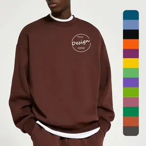 Boş büyük boy OEM tişörtü yüksek kalite özel lüks toptan polar kazak damla omuz rahat Crewneck çalışan Jumper