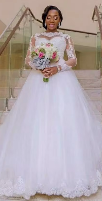 Shop Our Hot Sale Vintage Lace Beaded Sheer Neck Bridal Dresses