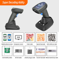 Lecteur de codes-barres 2D sans fil HENEX HC-5208RC USB, support mains libres pour codes QR, garantie 3 ans, en stock pour la vente au détail