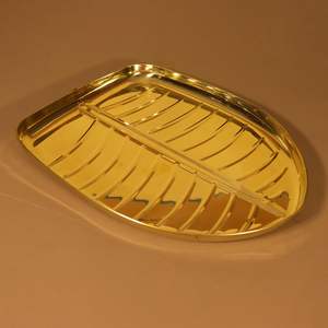 Plato Bartan de Latón Ovalado Hecho a Mano, Estilo Art Deco, Ligero, para Pooja - Product Image 1