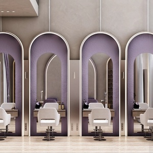 Beauty Salon Interior Design Service Bespoke Arched Nail Display Rack and Hair Color Product Shelving Shopfitting - Product Image 1
