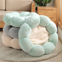Lit pour chat en peluche douce et chaude avec logo personnalisé en gros, design floral, lit pour chien, lit pour animaux de compagnie, petits animaux