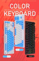 Keyboard Gaming Mekanik K400 Desain Kustom Baru, Kabel USB, 87 Tombol, Multifungsi, Keren dengan Lampu