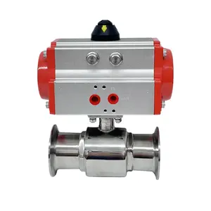 Quick Fit 304 Stainless Steel Pneumatic Ball Valve Sanitary Level Clamp Type with 316 Quick Connect Chuck Double Acting Str