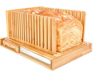 Tabla de cortar pan de madera de bambú ajustable de alta calidad, rebanador de pan con cuchillo y bandeja de migas, fabricación en china - Product Image 1