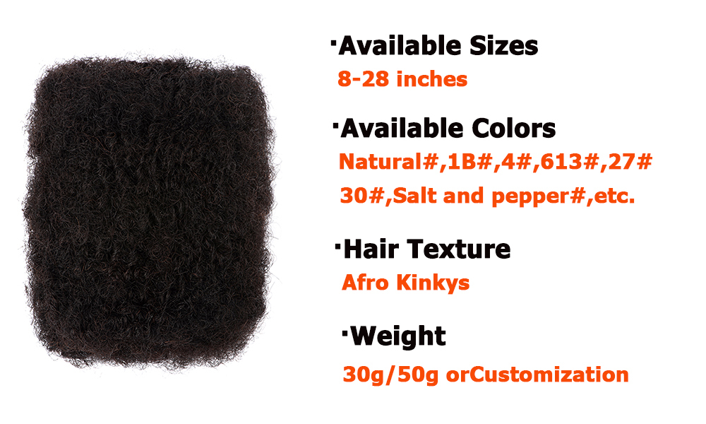 KAMA Pre-stretched Naturel 100% Afro Kinky Bulk Human Hair for Dreadlocks Twists Braiding Loose Hair Detail Section 2