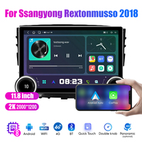 11.8 "Berlian tombol ganda 2K QLED layar 2 Din Android mobil Radio untuk Ssangyong Rextonmusso 2018 Stereo Android Auto Carplay