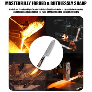 Cuchillo de Cocina de Acero Damasco con Mango de Resina Azul de Lujo, Hoja de 67 Capas VG10, Juego de Cuchillos de Cocina Japoneses - Product Image 3