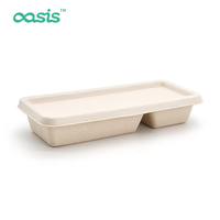 Vaisselle jetable compostable et biodégradable de 16 oz (500 ml) en bagasse de canne à sucre, étanche, résistante à la graisse, sans BPA, avec gaufrage pour accompagnement