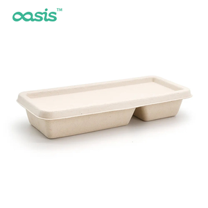 Vaisselle jetable compostable et biodégradable de 16 oz (500 ml) en bagasse de canne à sucre, étanche, résistante à la graisse, sans BPA, avec gaufrage pour accompagnement - Product Image 2