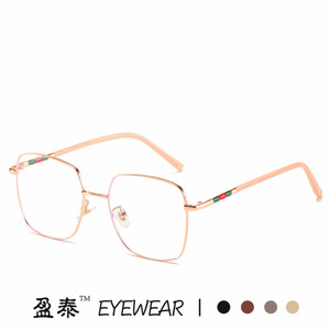 แว่นตากรอบโลหะทรงเหลี่ยม ป้องกันแสงสีฟ้า เลนส์ PC กรอบเต็ม สำหรับทุกเพศ - Product Image 4