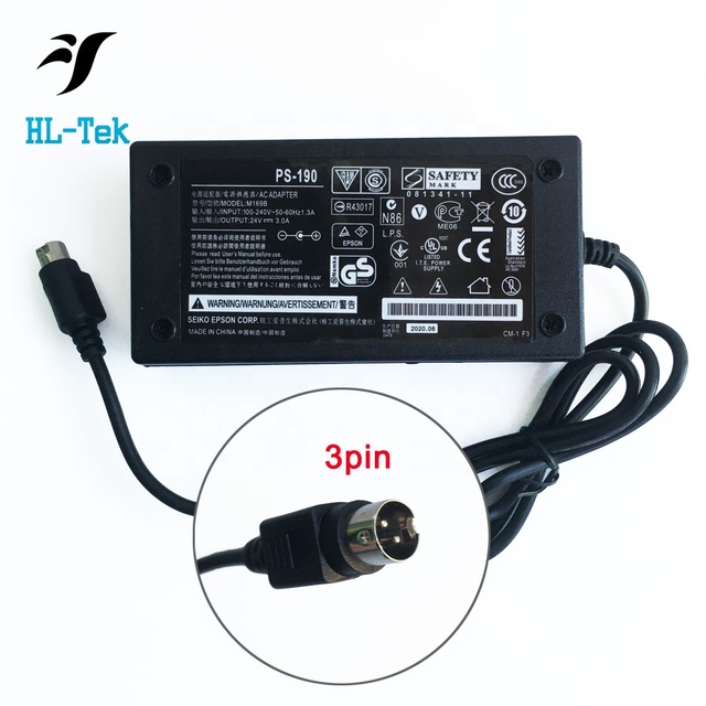Charger Ac Adapter for epson Printer 24v 3a 3 Pins Power Supply Ps150 Ps170 Ps179 Ps180 M122a M159a