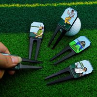 Nouvel ensemble de fourchettes de golf modernes double face en alliage de zinc laqué avec marqueur de balle, coffret cadeau d'affaires personnalisable