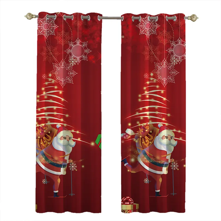 Bindi Rideaux Salon Luxurious Christmas Bedroom Curtains Printing Pattern Cortinas Para Nios 100% PolyesterPrint Curtain