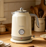 Bouilloire électrique mécanique en acier inoxydable 304 de qualité alimentaire, base sans fil rotative à 360°, arrêt automatique, bouilloire à eau