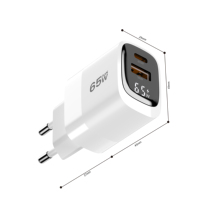 Cargadores Rápidos USB-C Tommox de 65W con Pantalla, Cargador USB C para Teléfono y Tableta, Uso Universal, Cargador Digital de Pared Gan