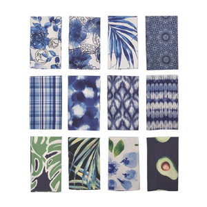 Hot Selling Custom Waterproof Blue Floral Printed 4pcs Polyester Cotton Rayon Woven Fabric Square <strong>Napkin</strong> <strong>Sets</strong> for Party Tables - Product Image 6