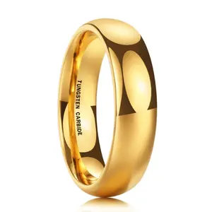 Best Selling custom 6mm Domed Style High Polished Finished 18K Gold Plated tungsten ring for wedding Men and Women rings