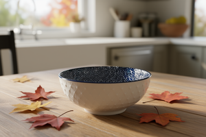 Tazón Snowflake de 8.5 pulgadas de cerámica esmaltada para servir comida en fiestas - Product Image 2