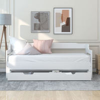 Canapé-lit double moderne rétractable avec tiroirs de rangement, en bois massif, lit double superposé pour enfants, gain de place
