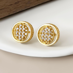 Orecchini Quadrati con Zirconi Cubici Placcati in Oro 18K, Gioielli con Pietre Preziose Multiple per Uso Quotidiano Femminile - Product Image 4