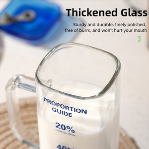Gobelet d'été domestique en verre transparent avec graduations, pour boissons glacées, avec paille et couvercle, tasse à café - Product Image 5