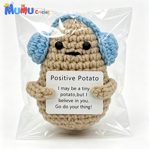 Audífonos de ganchillo hechos a mano personalizados al por mayor, con diseño de patata azul, de <span class=keywords><strong>boca</strong></span> plana, juguete de apoyo emocional, suministro a granel para regalos. - Product Image 6