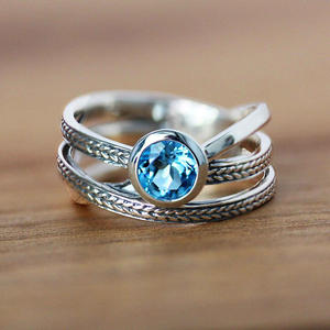 Anello H385 in Argento 925 con Gemma, Montatura a Castone, Stile Classico, Unisex, per Uso Quotidiano - Product Image 1