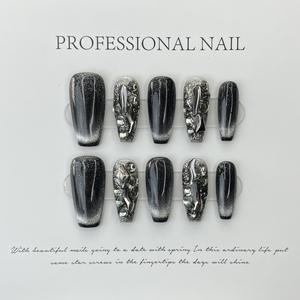 Haute qualité fait à la main Y2K <span class=keywords><strong>ongles</strong></span> foncés marque privée faux <span class=keywords><strong>ongles</strong></span> à presser conception OEM/ODM pour l'application des doigts en gros - Product Image 4