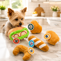 Jouet pour chien en peluche en forme de nourriture, design hot-dog, pain, croissant, jouet interactif à mâcher pour nettoyer les dents