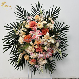 NIKA Nueva Hilera de Flores Artificiales para Funeral, Verde y Amarillo Mixto, para Decoración de Tumbas y Cementerios - Product Image 5