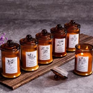 Huaming, venta al por mayor, decoración del hogar, velas con fragancia de cera de soja, etiqueta privada de lujo, tarro de vidrio ámbar, aroma de Navidad, respetuoso con el medio ambiente - Product Image 5