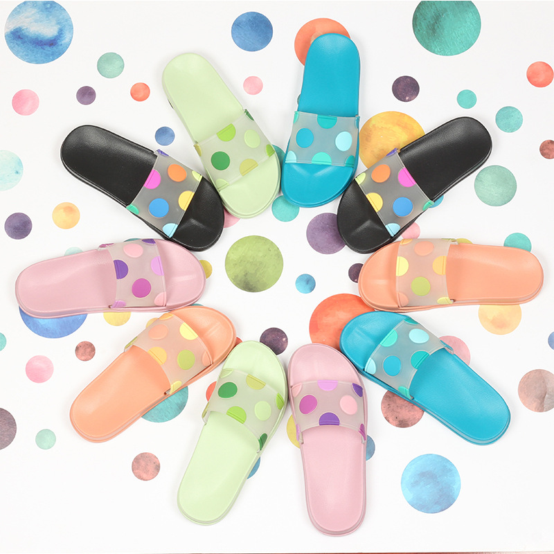 Custom Transparent Slippers Indoor Non-slip Cute Cartoon Polka Dot Slippers for Women