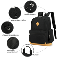 Sac à dos pour ordinateur portable imperméable de grande capacité à plusieurs poches, sac d'école durable pour les étudiants