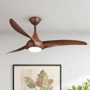 Ventilador de techo industrial de madera con luz LED de 3 aspas, montaje empotrado para comedor - Product Image 1