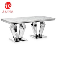 2022 conception de luxe de haute qualité argent acier inoxydable lumière gris marbre chrome canapé table