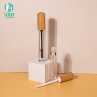 YAN Packaging – Tube vide de luxe en plastique ABS de 5 ml avec bouchon brosse en bambou, cylindre pour mascara, rouge à lèvres liquide mat