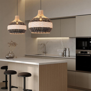 Rattan Chandelier Round E27 <b>LED</b> <b>Light</b> <b>For</b> Guesthouse Living <b>Room</b> Tea <b>Room</b> Zen Style Wabi Sabi Design Single Head Pendant Lamp - Product Image 3