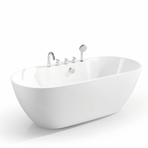 Baignoire d'angle autoportante en acrylique blanche au design moderne, populaire, pour usage intérieur et portable, idéale pour appartement - En promotion - Product Image 1
