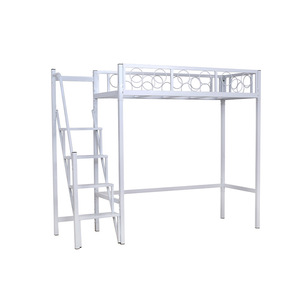 Cama Alta Yu Min con Barandilla Redonda, Estructura de Metal Blanca, Muebles para Dormitorio HB-03T - Product Image 3