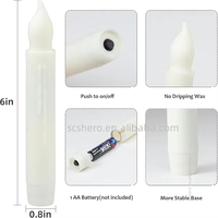 Bougies sans flamme à piles, bougies électriques LED scintillantes, bougies coniques sans flamme pour église, mariage, fête d'Halloween
