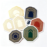 Autocollants à motifs géométriques Haoxuan, PVC blanc, octogone, arche, graphiques décoratifs, effet doré, UV sélectif, découpe de précision