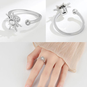 SC Wholesale Fidget <strong>Spinner</strong> <strong>Rings</strong> Collection Adjustable Silver <strong>Anxiety</strong> <strong>Rings</strong> Rotating Flower Star Butterfly Fidget <strong>Rings</strong> Women - Product Image 3