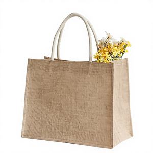 Bolsa de Compras de Yute Ecológica, Estilo Rústico Chic, Personalizable, de Doble Capa, con Gran Capacidad para Viajes, Moda, Picnic y Playa - Product Image 1