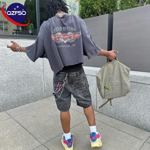 Qzfso เสื้อยืดผ้าฝ้าย240 GSM ลายกราฟฟิกสำหรับผู้ชายเสื้อยืดลายกราฟิกสำหรับผู้ชายเสื้อยืดครอปโลโก้ตามสั่ง - Product Image 2